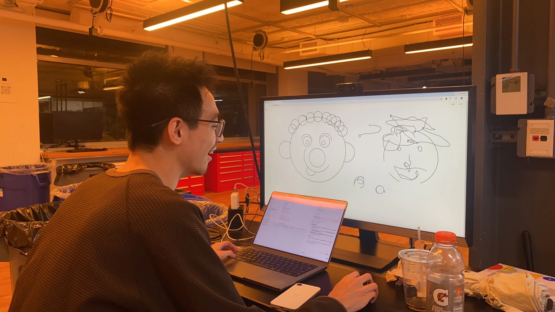 Joey playing with digital penPal