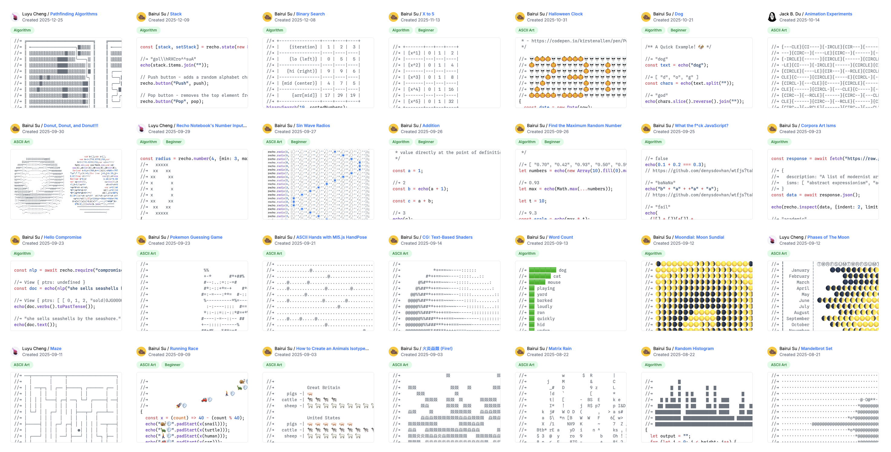 Recho Notebook Examples
